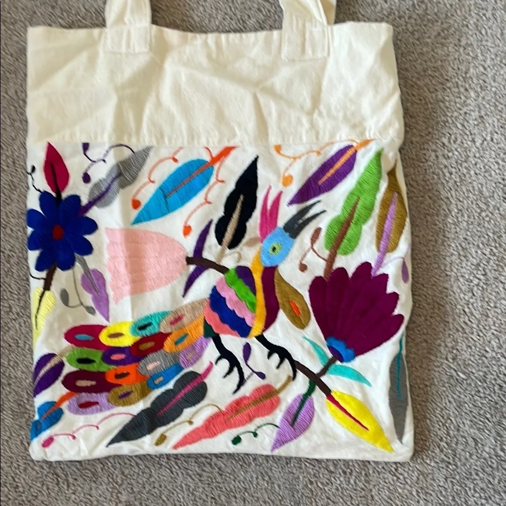 Handmade Mexican Colorful Embroidered Tote Bag